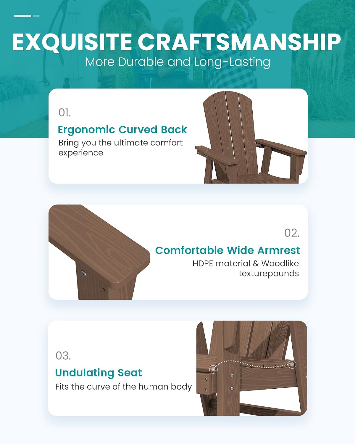 Detalle de SERWALL Adirondack Dining Chairs in HDPE