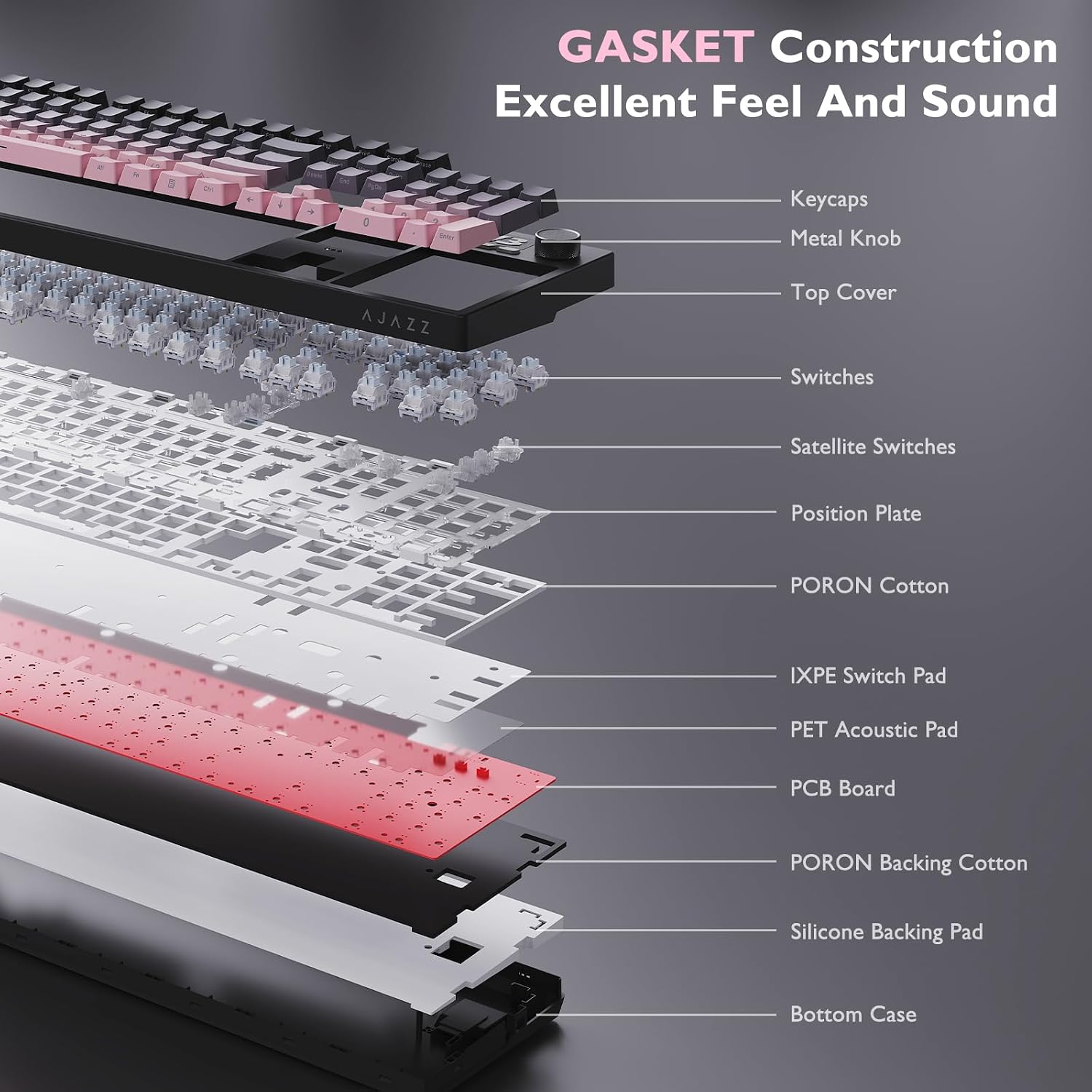 Thumbnail 4 de NACODEX AK35I V3 104-Key Wired Gaming Keyboard with Gasket Mount and PBT Keycaps