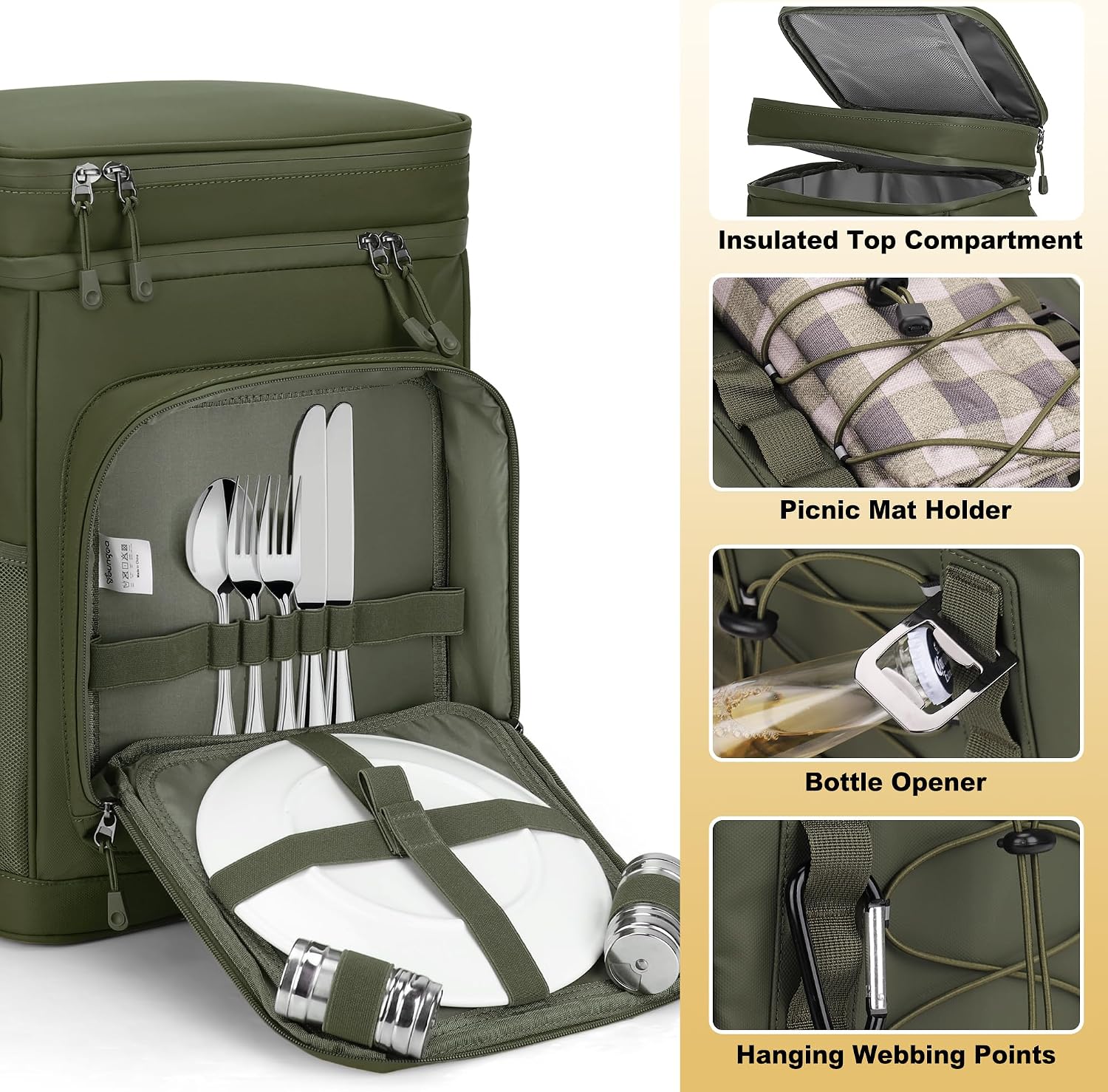 Detalle de YOUNGOA 30L Cooler Backpack: Large Insulated Leakproof Picnic Backpack for Outdoor Adventures