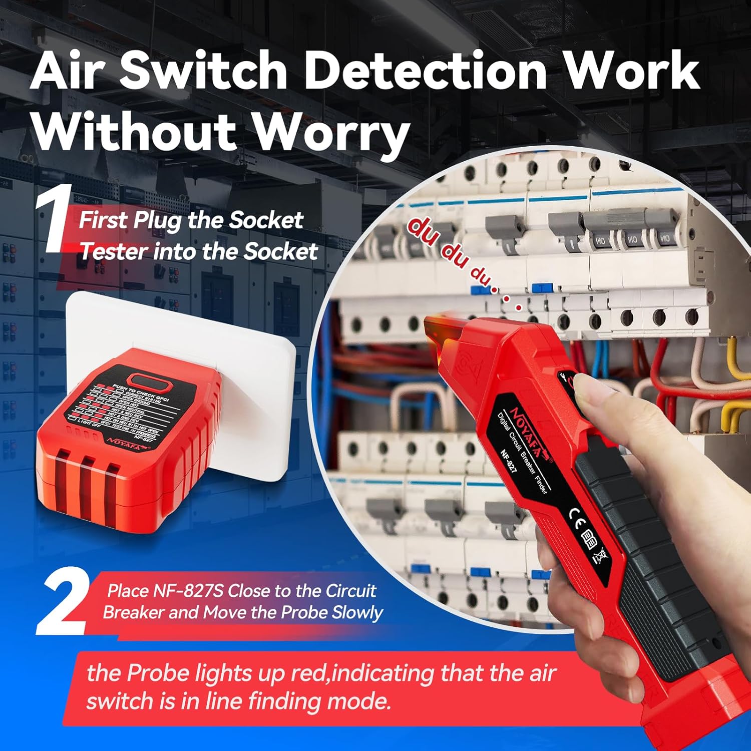 Detalle de NOYAFA NF-827 Circuit Breaker Finder with GFCI Testing, NCV and Case