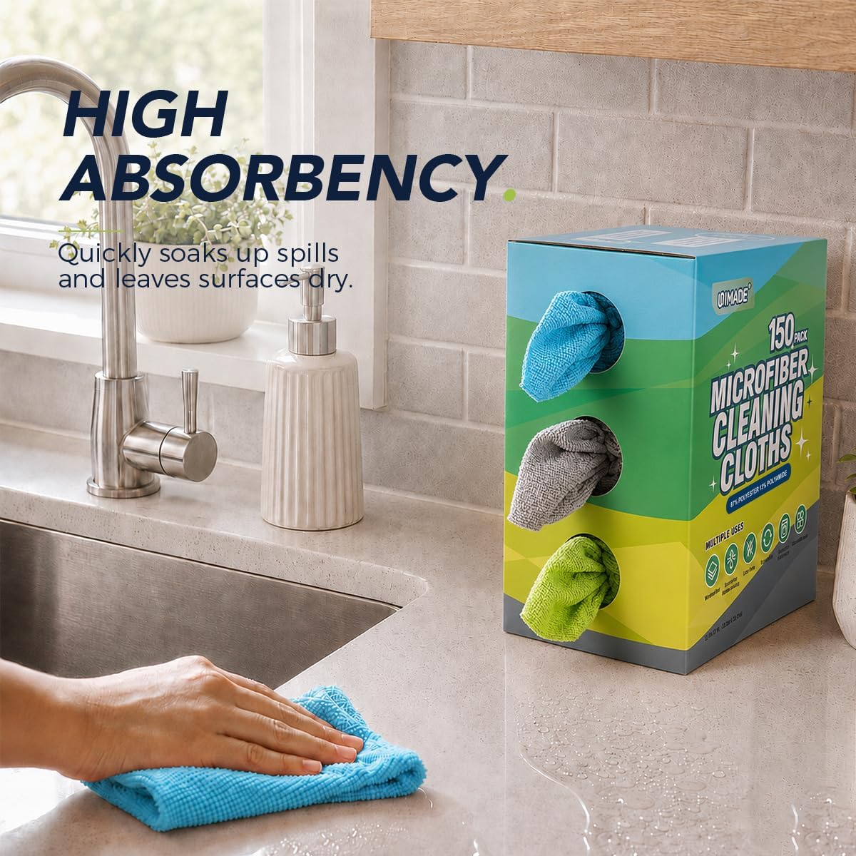 Detalle 2 de UNIMADE Microfiber Cleaning Cloth 150 pack 🧽