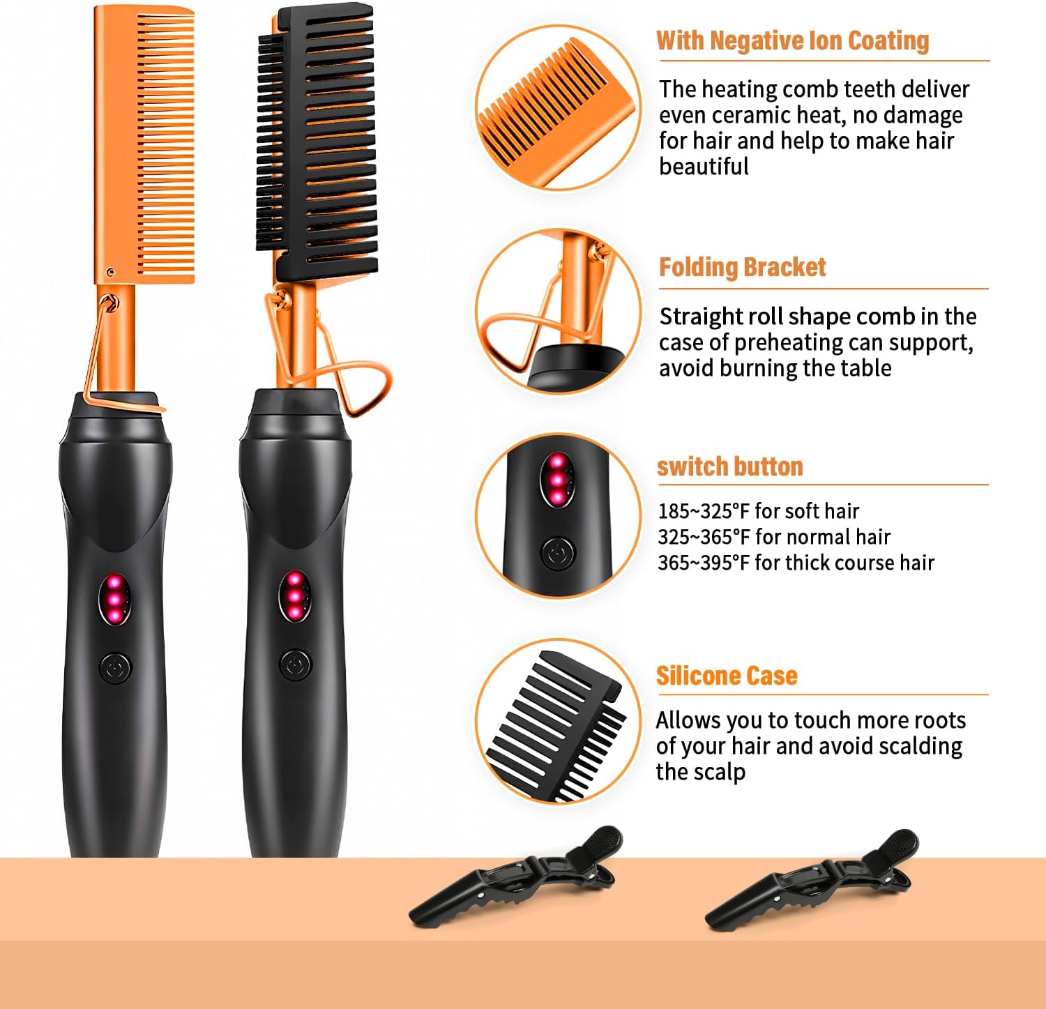 Detalle de PasaRose Hot Comb Hair Straightener Set — 10-Piece Kit for Easy, Natural Styling