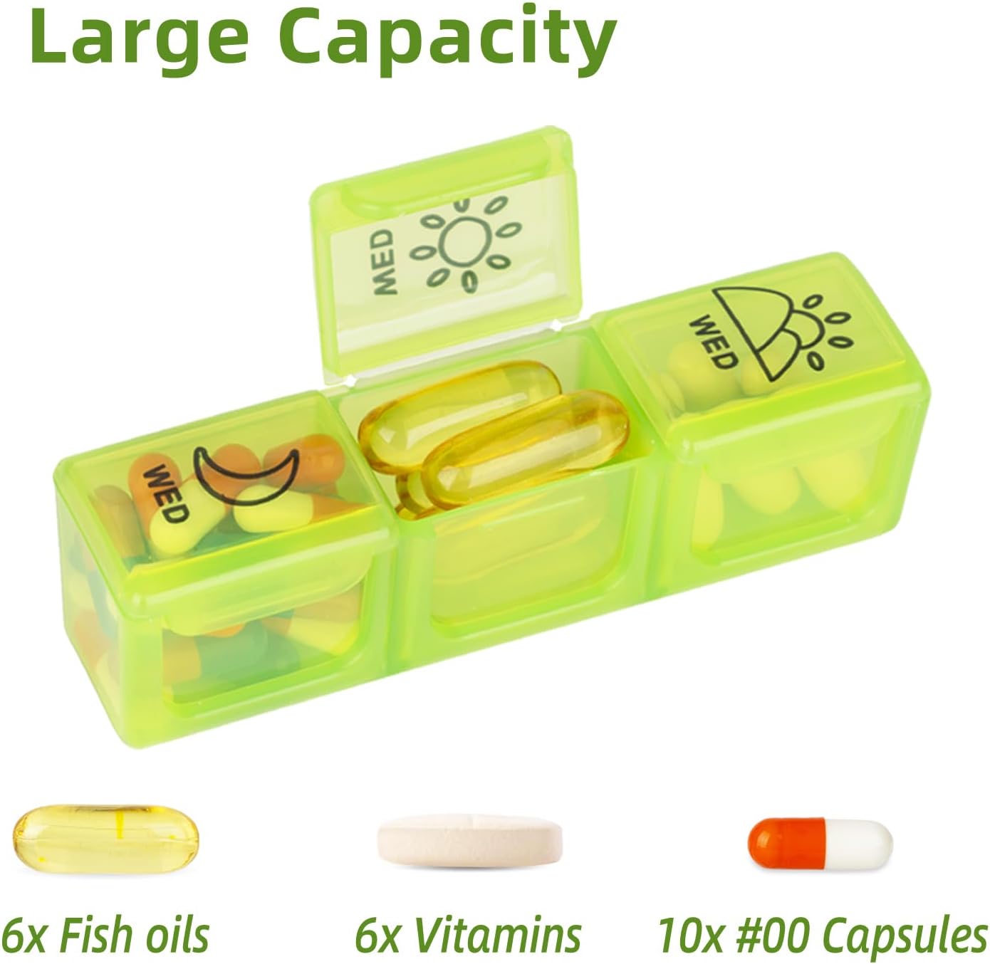 Detalle 2 de Weekly Pill Boxes 3 Times a Day — 7 Day Pill Organiser in a Magnetic PU Leather Case