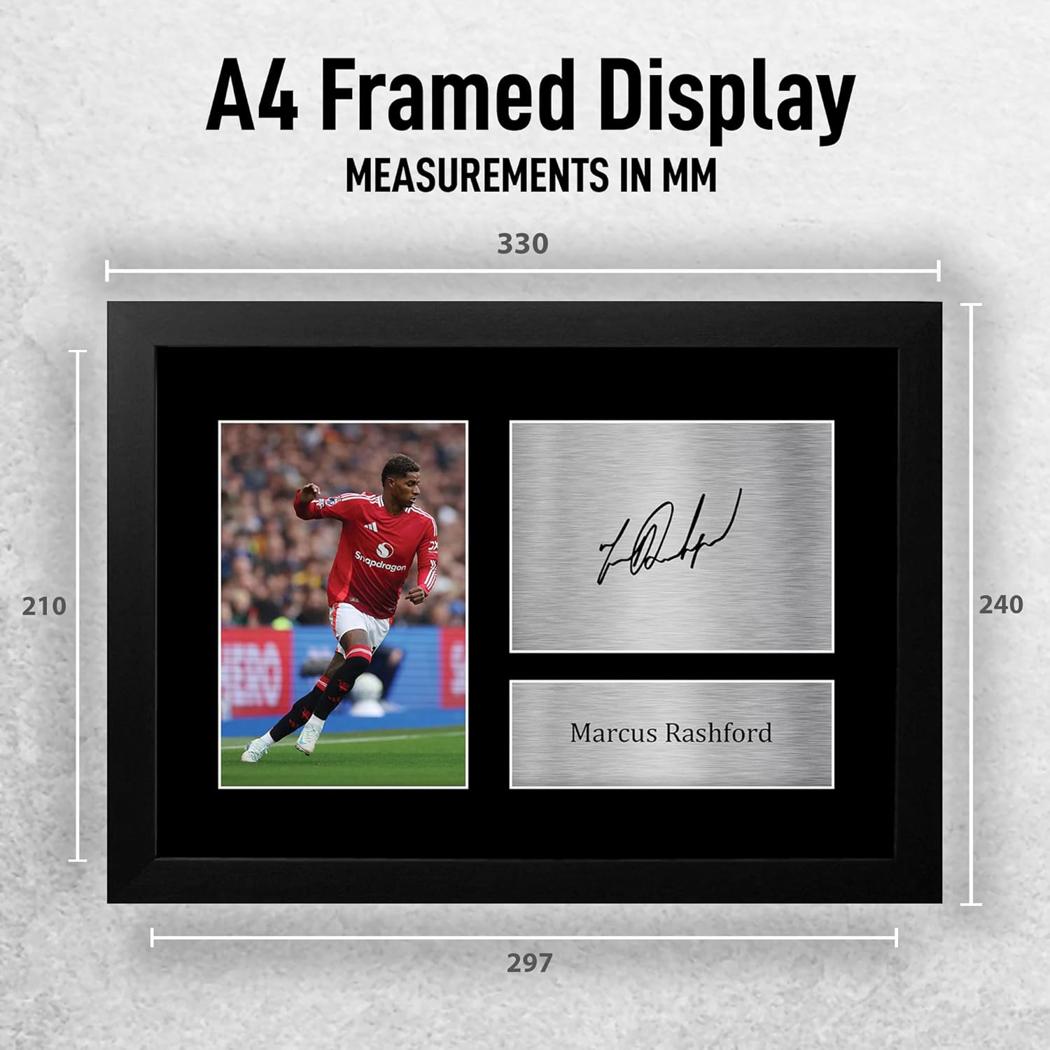 Thumbnail 1 de HWC Trading FR Marcus Rashford A4 signed framed print (A4 black polycarbonate frame)