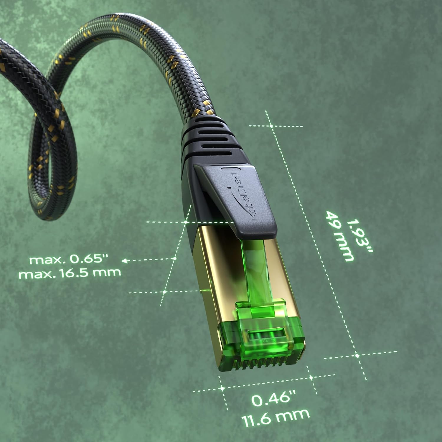 Detalle de KabelDirekt Cat 7 Netzwerkkabel – 2 m, Nylon-Ummantelung, 10 Gbit/s, RJ45, SF/FTP