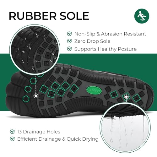 Detalle de SAGUARO Badeschuhe – Schnelltrocknende Aquaschuhe für Damen & Herren, Schwarz, Gr. 44 EU