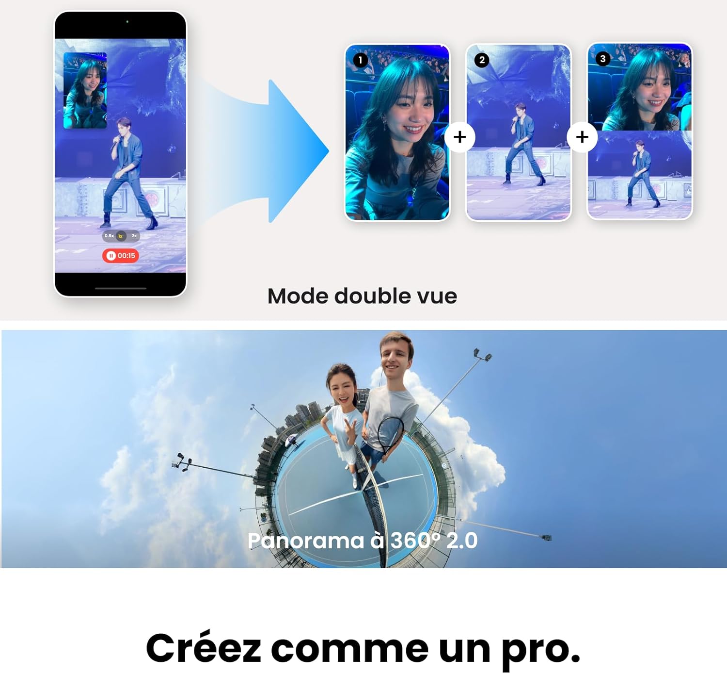 Thumbnail 5 de Insta360 Flow 2 Pro Pack stabilisateur smartphone IA avec suivi natif iPhone/Android