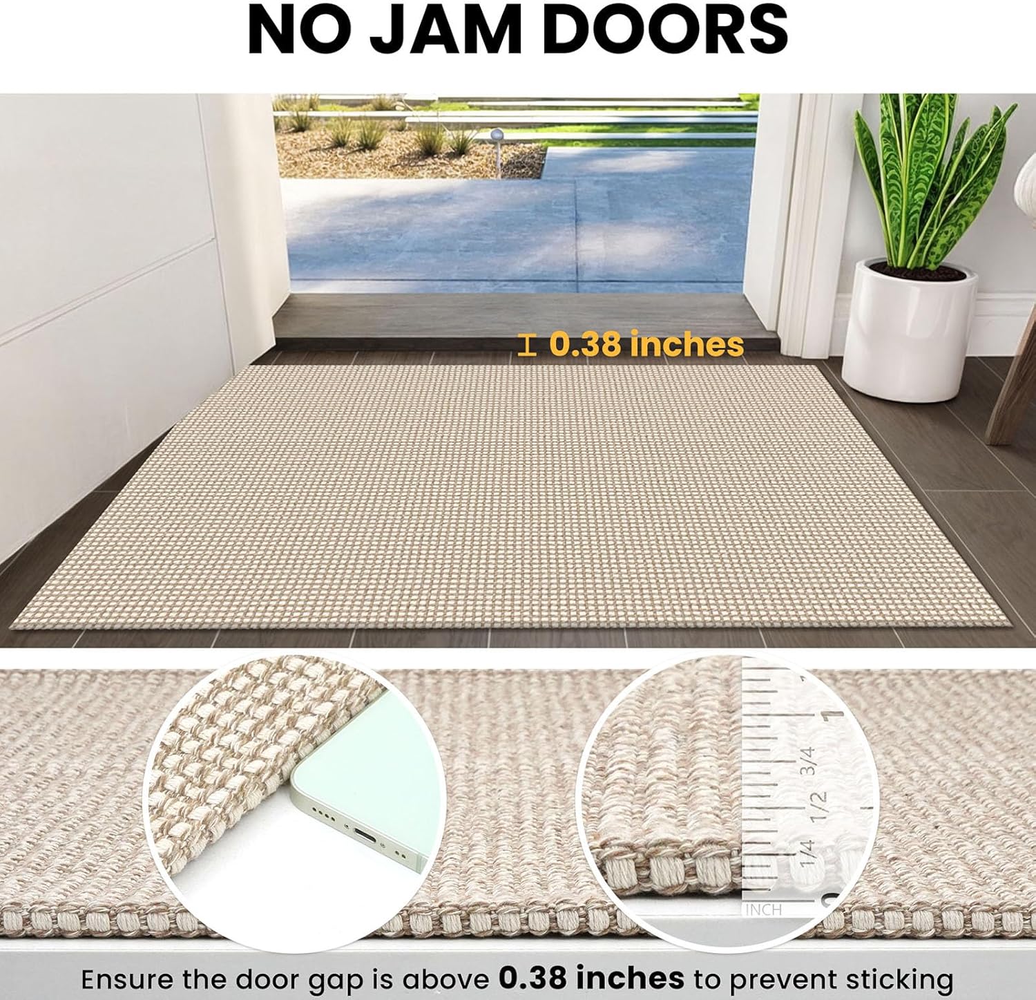 Thumbnail 2 de IOHOUZE Washable Area Rug 3x5 with Non-Slip Rubber Backing (Beige/Khaki)