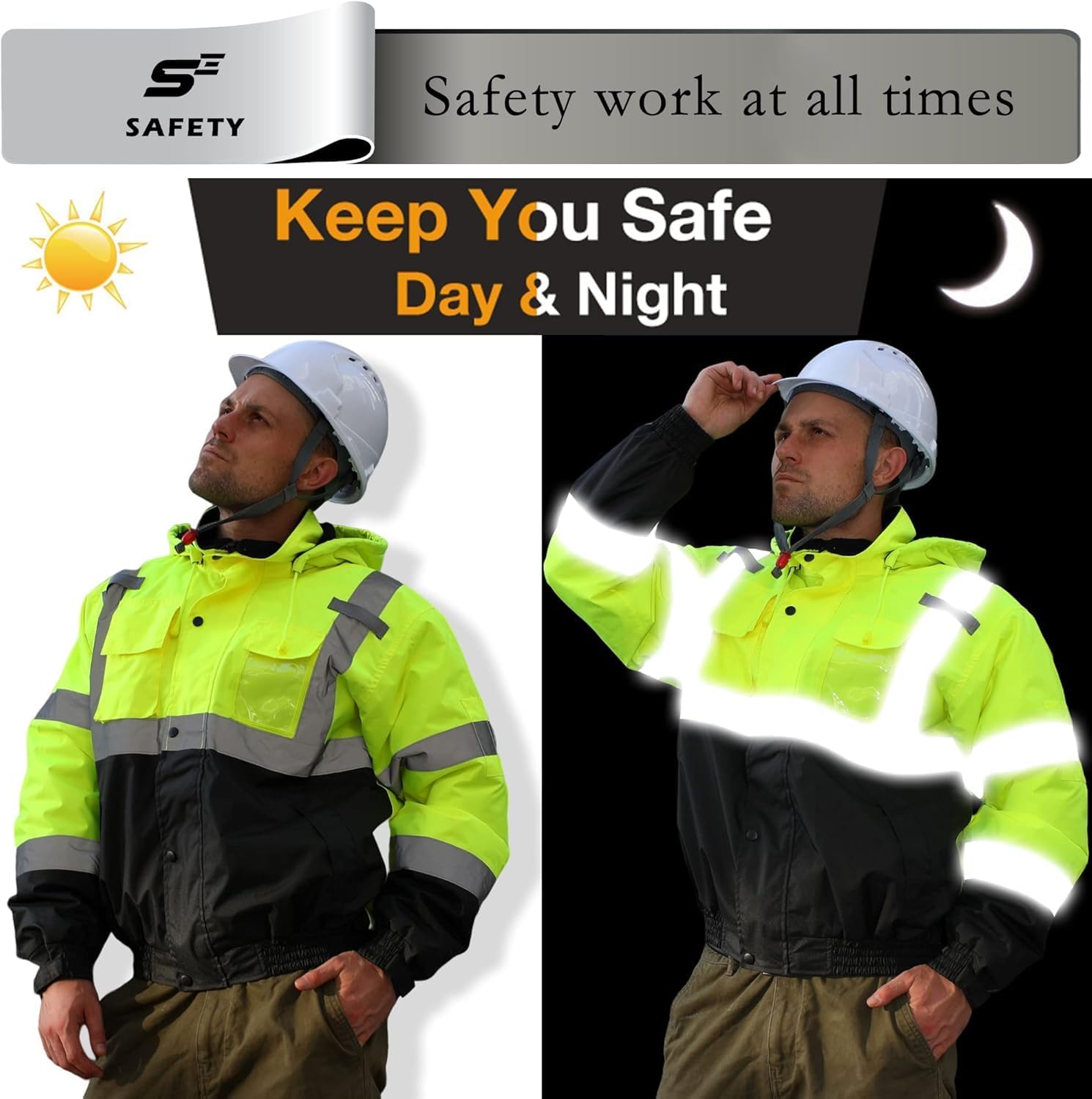 Detalle de sesafety Class 3 Hi-Vis Bomber Jacket, Waterproof 300D Oxford with Fleece Lining