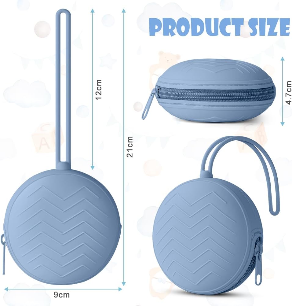 Thumbnail 1 de Aolso Porta Succhietto in Silicone: kit da 3, contenitore lavabile per ciucci e accessori da viaggio (Grigio/Cachi/Blu)