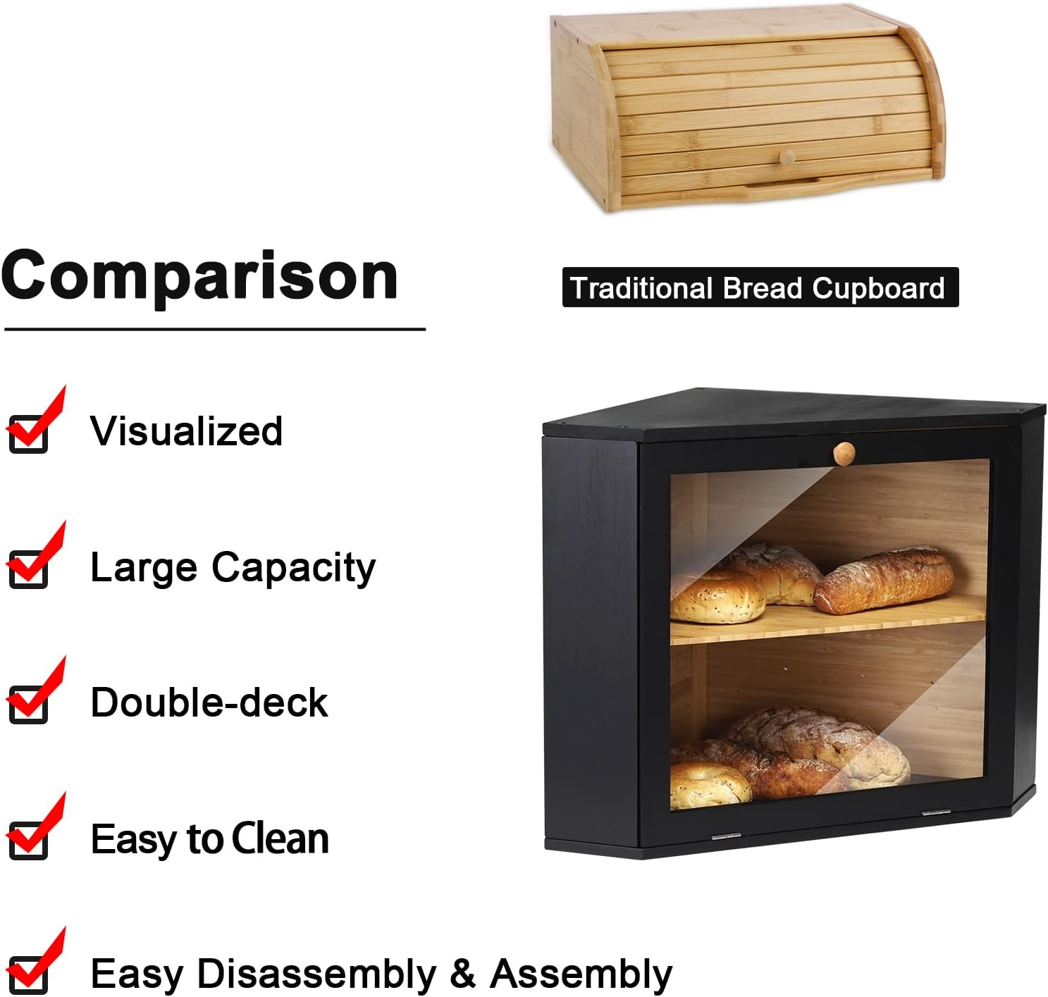 Detalle 2 de Leader Accessories Bambus Brotkasten 32x32x34 cm