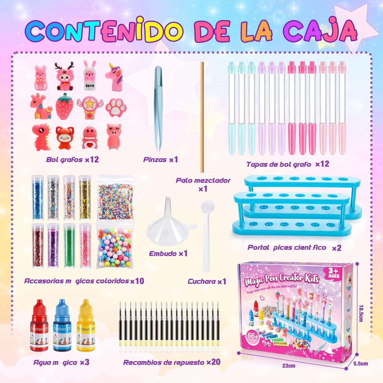 Thumbnail 3 de HappyKidsClub Kit bolígrafos 66 piezas para niña