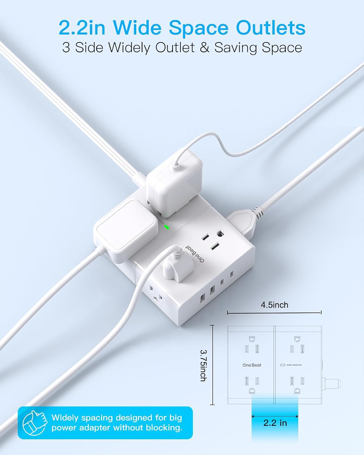 Thumbnail 6 de One Beat 10Ft Extension Cord power strip 🔌