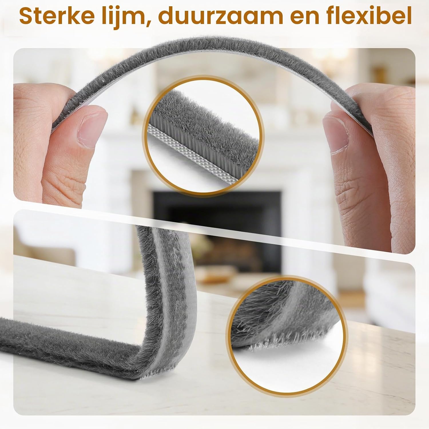 Detalle 2 de Inwee zelfklevende borstelafdichting 6 m, 9 × 5 mm, grijs