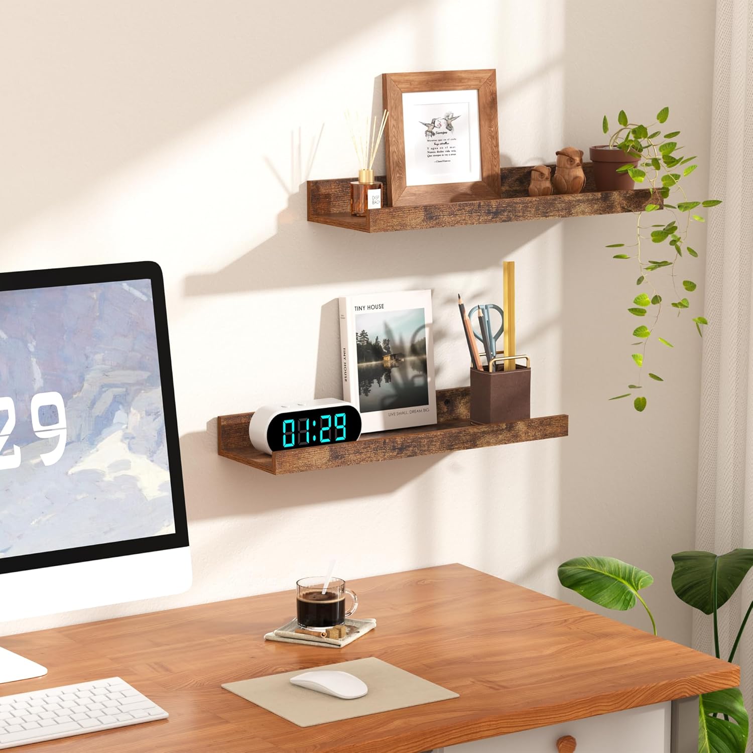 Thumbnail 3 de upsimples Floating Shelves Set of 6 — Brown 🪵