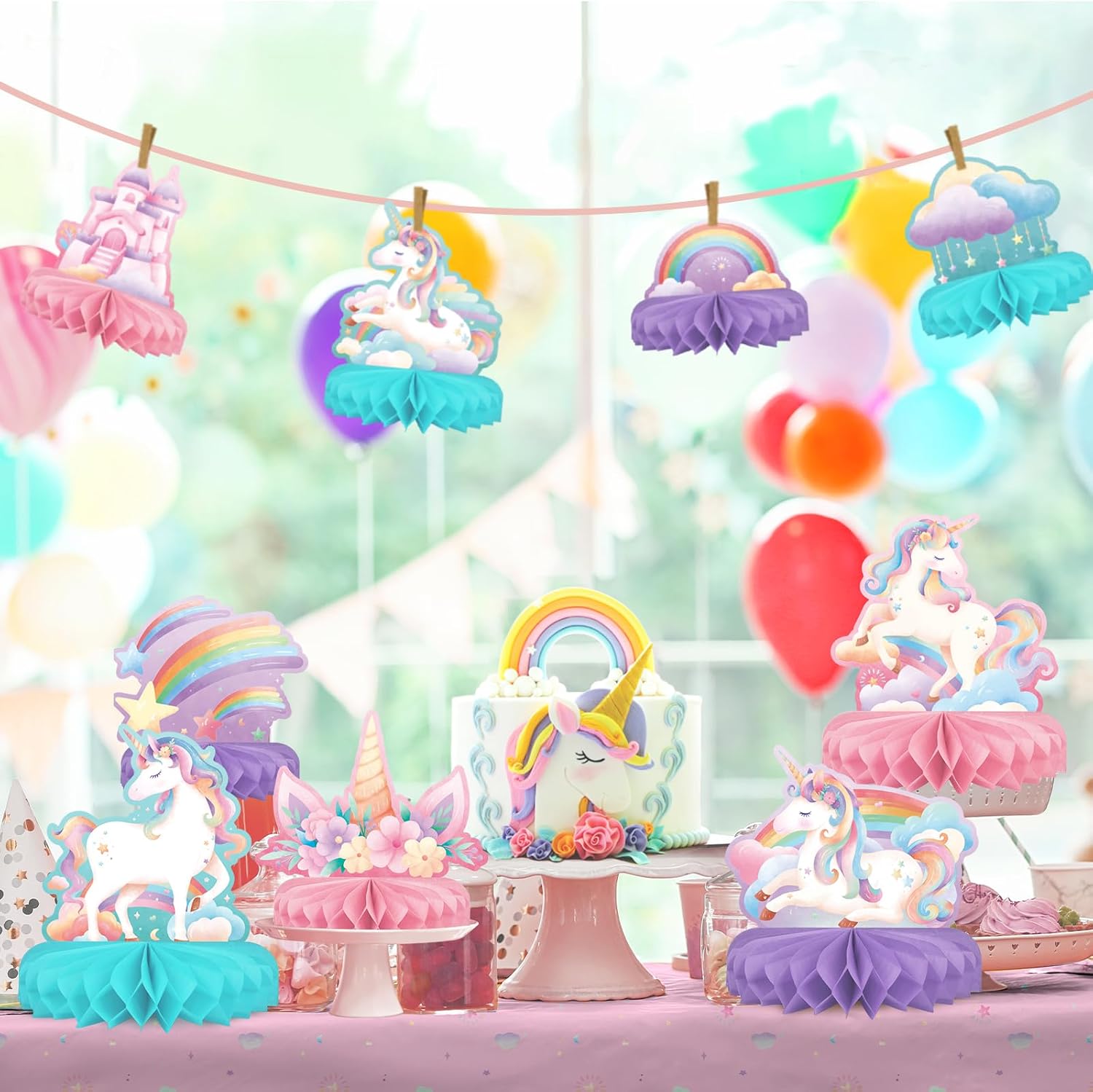Detalle de Unicorn Birthday Party Supplies Set ๐