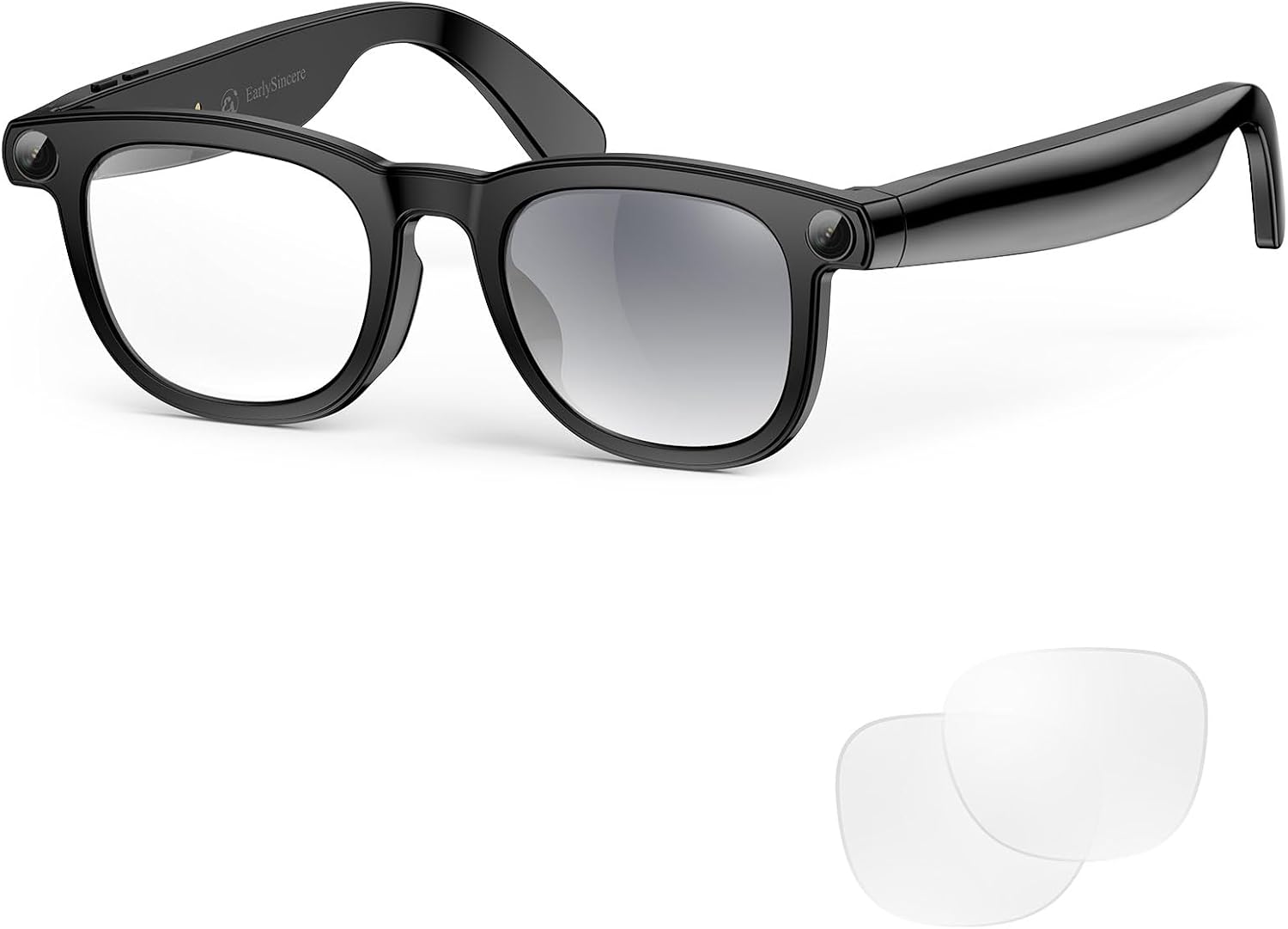 Detalle de EarlySincere Smart Glasses with 8MP 4K POV Camera, Bluetooth Audio, and AI Assistant