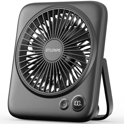 Detalle de Otlonpe Tischventilator Leise mit 4000mAh Akku – Tragbar, USB-kompatibel & 23h Laufzeit