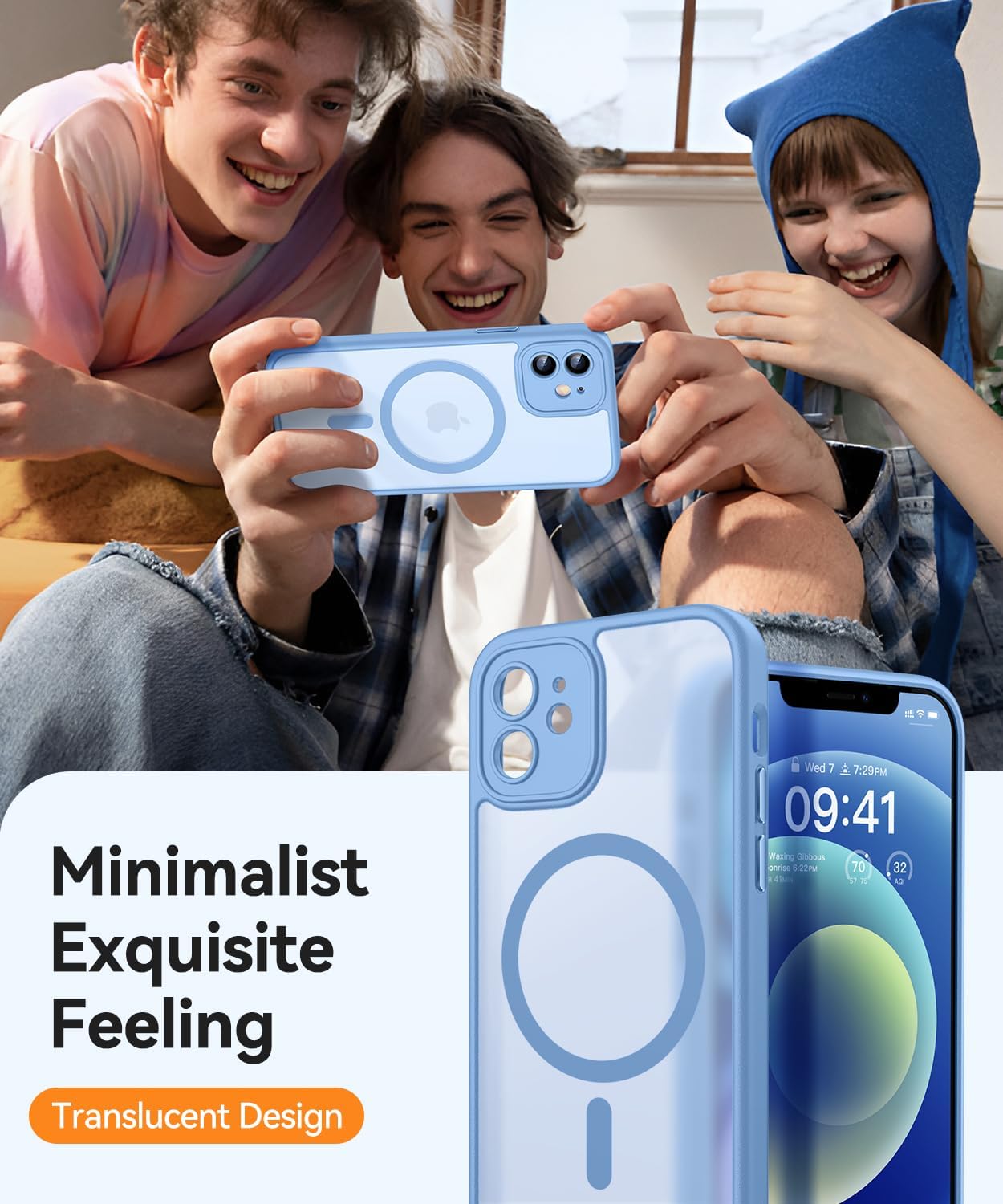 Thumbnail 6 de CANSHN Custodia Magnetica per iPhone 12 (6.1'') Blu Opaco: Protezione della fotocamera e attacco MagSafe