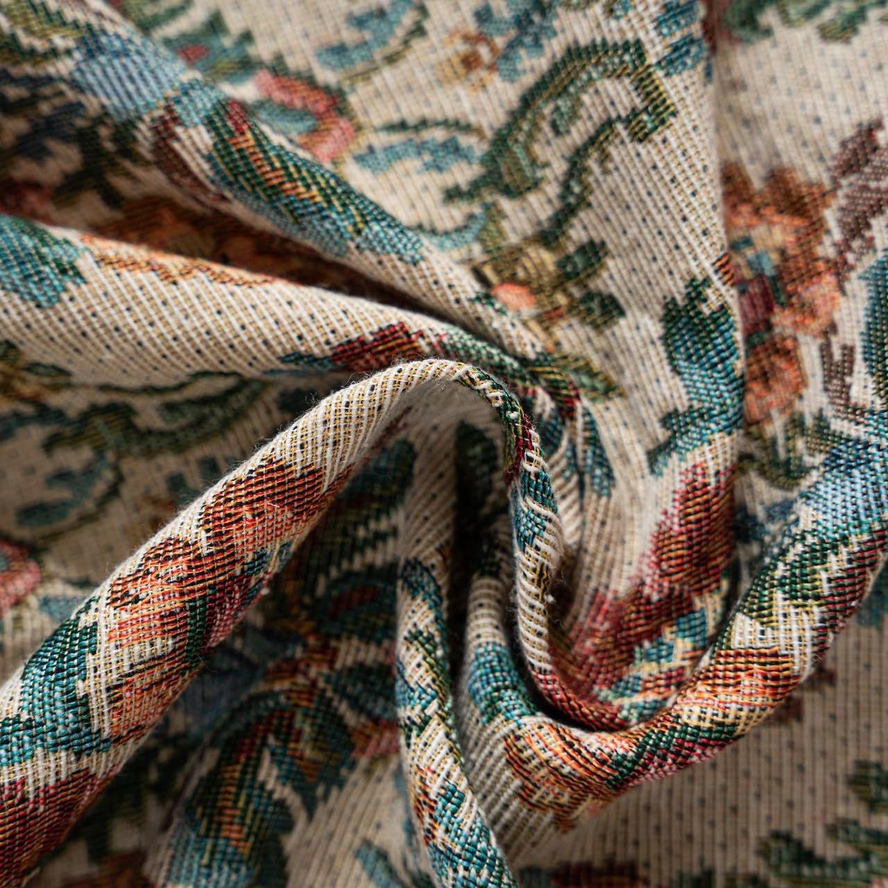 Thumbnail 5 de USTIDE Shabby Rustic Jacquard Floral Curtain – 1 Panel Room Darkening Vintage Lace Macramé Garden Style, 150×180cm