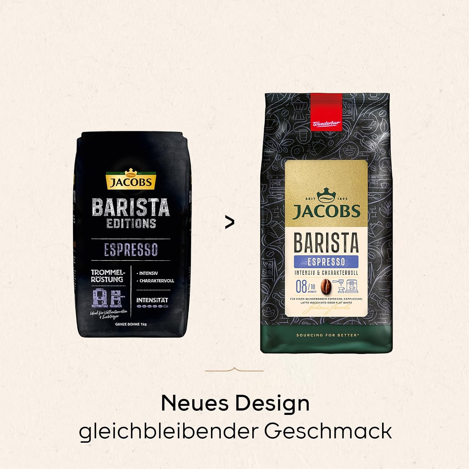 Detalle de Jacobs Barista Espresso Kaffeebohnen – kräftig, kakao- & karamellnoten, 1 kg