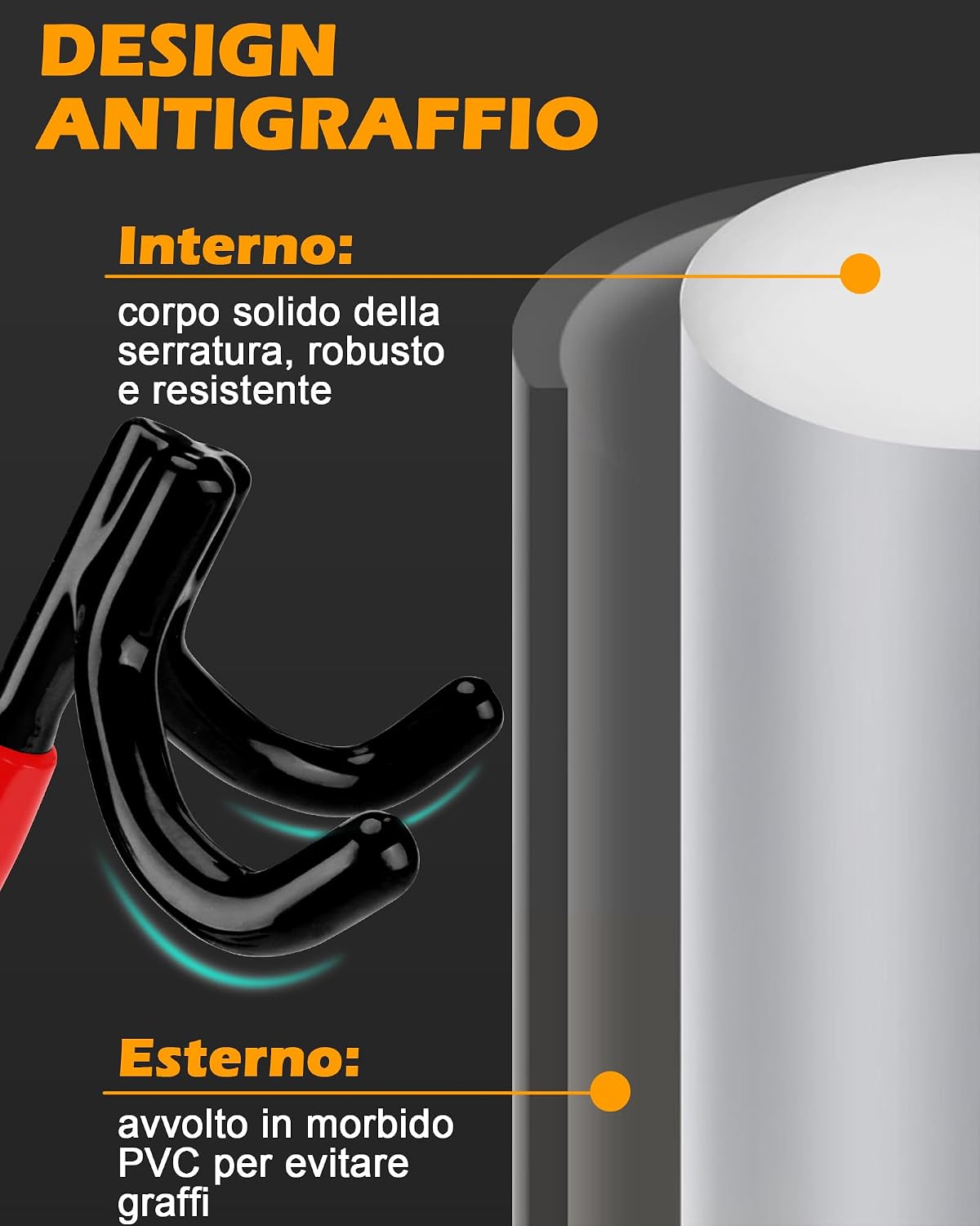 Detalle de Tevlaphee Bloccasterzo 4 ganci per volante fino a 41,5 cm