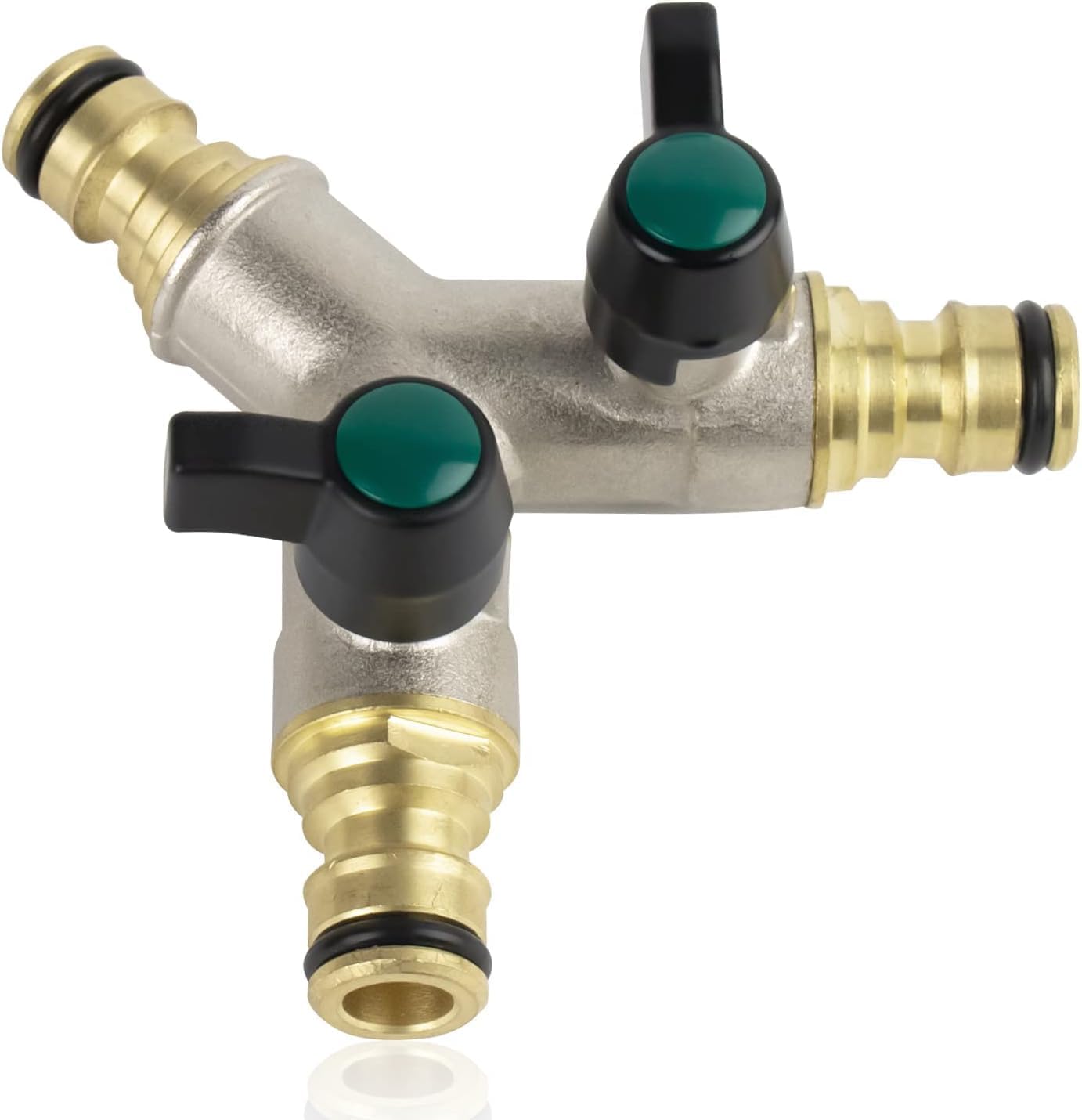 Thumbnail 2 de Wzzy Gurden Messing 2-Wege Wasserhahn Verteiler – 1/2" Schlauchverteiler aus Messing vernickelt