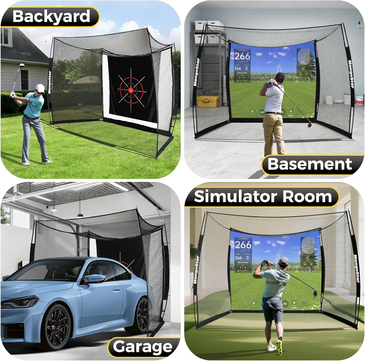 Thumbnail 6 de MangoStar Golf Net (11x8ft) Golf Simulator Hitting Net with HD Impact Screen & Target Cloth