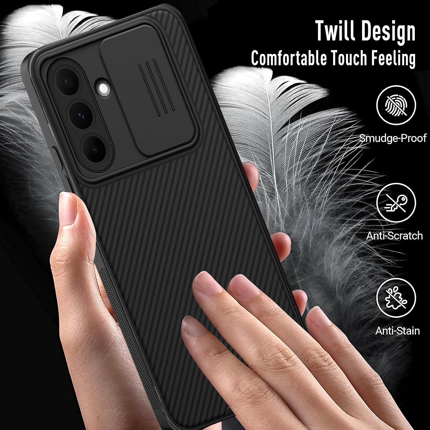 Thumbnail 3 de Coque XTCASE pour Samsung Galaxy A56 5G : étui fin avec protection caméra coulissante et anti-rayures (noir)