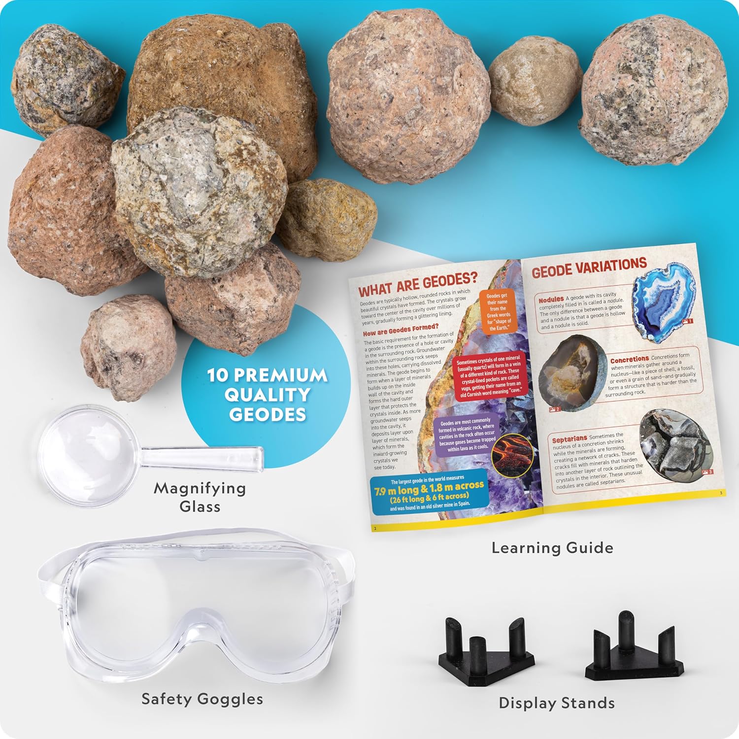 Detalle de National Geographic Break Open 15 Premium Geodes – Educational Geology Kit