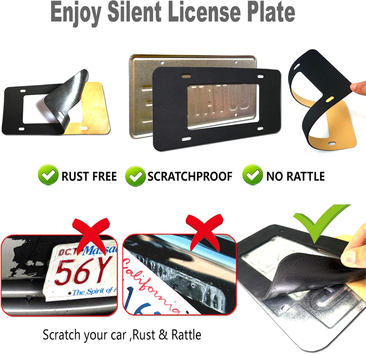 Thumbnail 5 de ZXFOOG Carbon Fiber License Plate Frame (4-Hole) — Slim Black Stainless Steel Frame, Handcrafted Cloth-Wrapped, 1 Pack