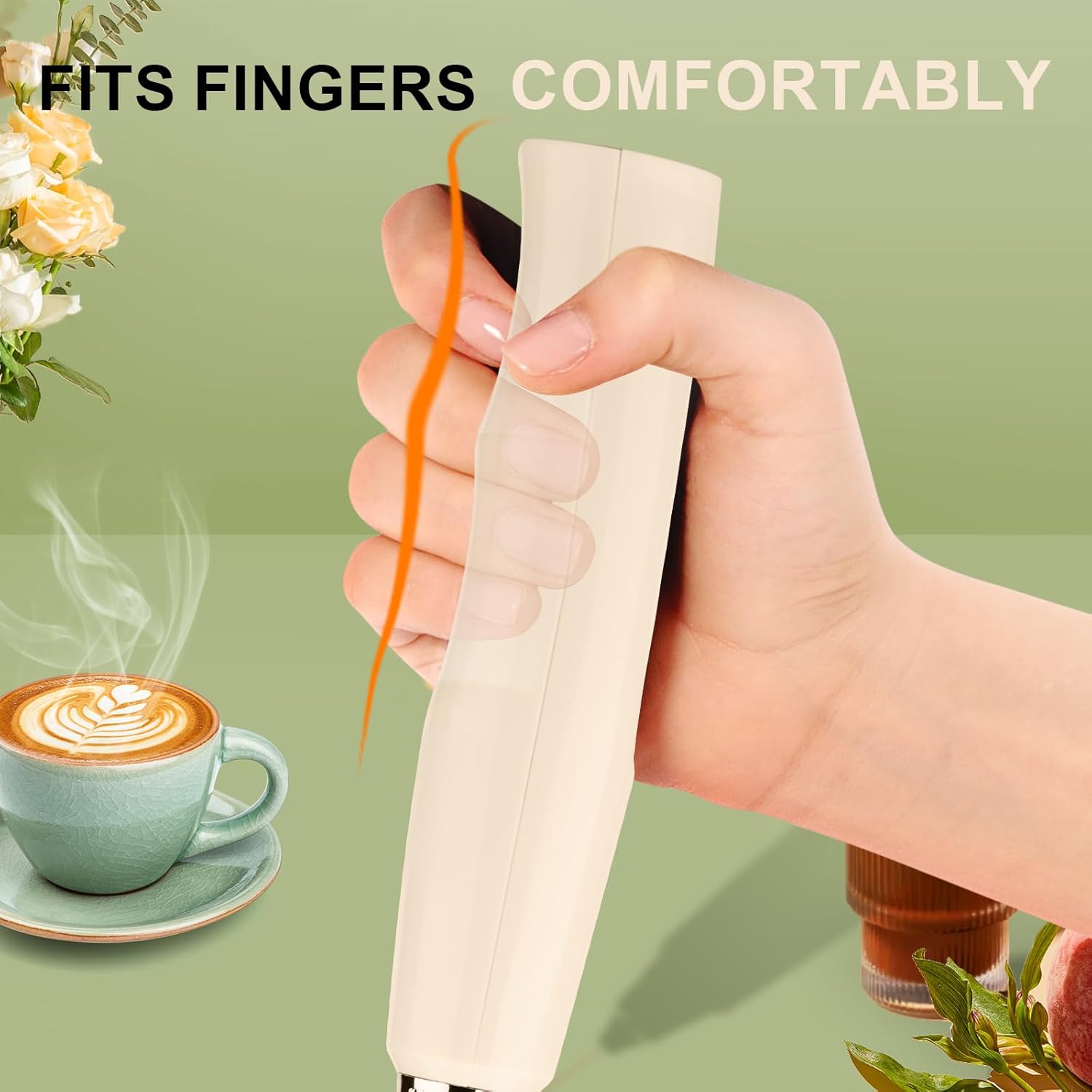 Thumbnail 4 de YUSWKO Handheld Milk Frother Wand with 3 Attachments and USB Charging