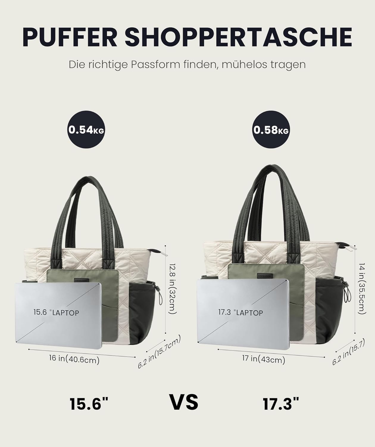 Detalle 2 de LOVEVOOK Shopper Tasche Damen Groß – Leichte Arbeitstasche, ideal für Uni, Büro und Reisen