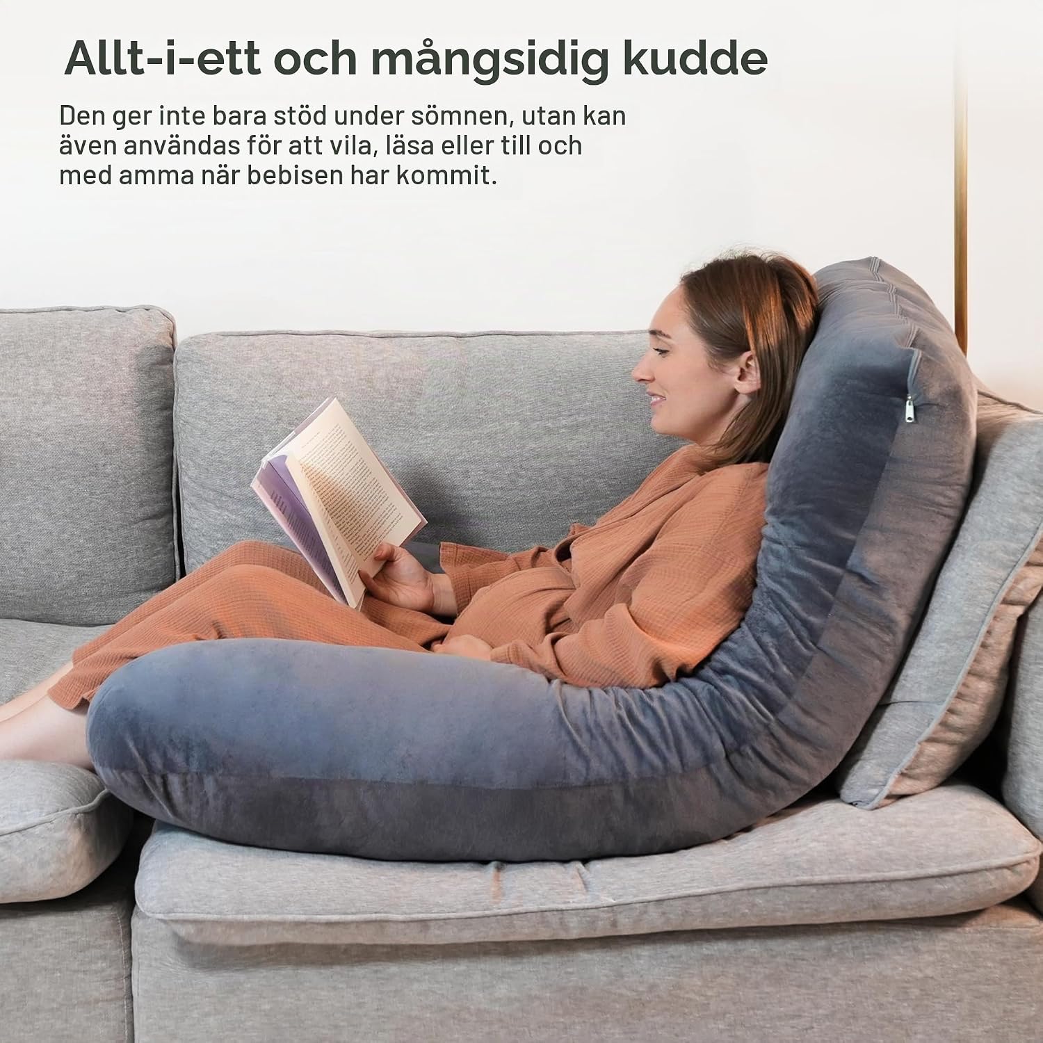 Detalle 2 de PinkFroggie gravidkudde i U-form, extra stor med avtagbart överdrag