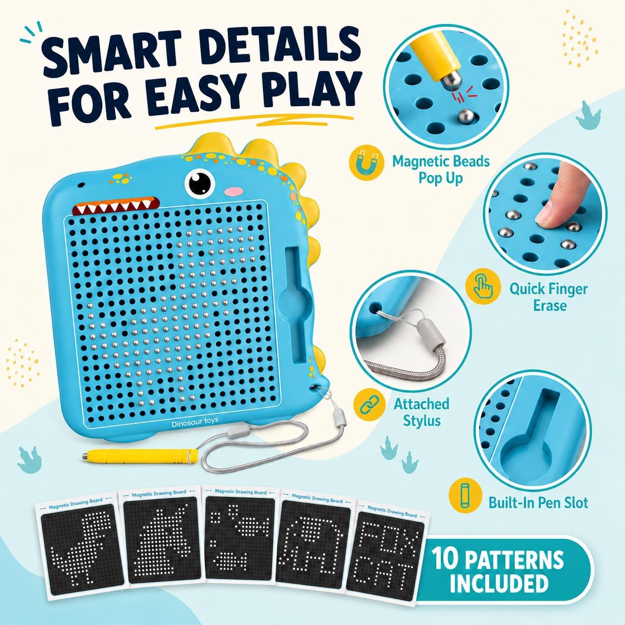 Detalle 2 de Magnetic Drawing Board for Kids, 8.15 x 7.6 Inches