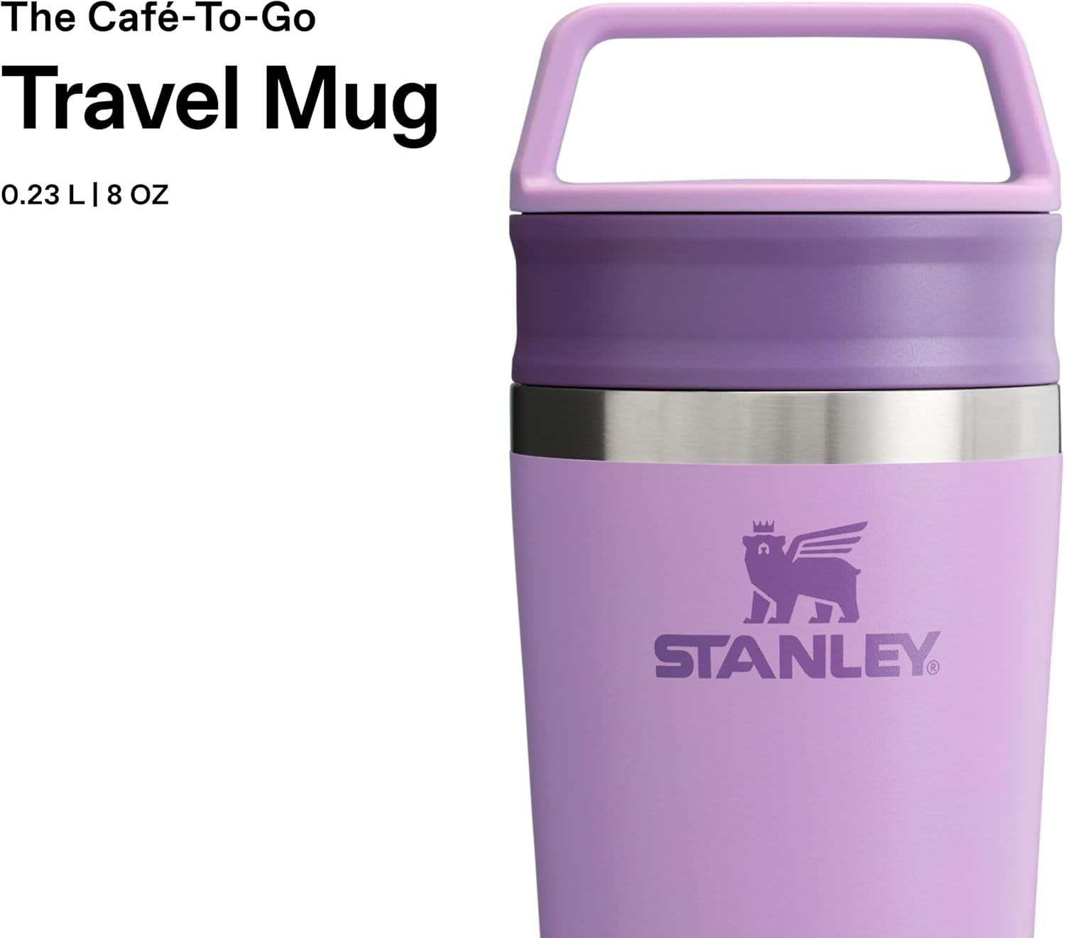 Detalle de STANLEY 1913 Cafe Kaffeebecher To Go 0.23L – Lilac: robust, spülmaschinenfest und mit Tragegriff