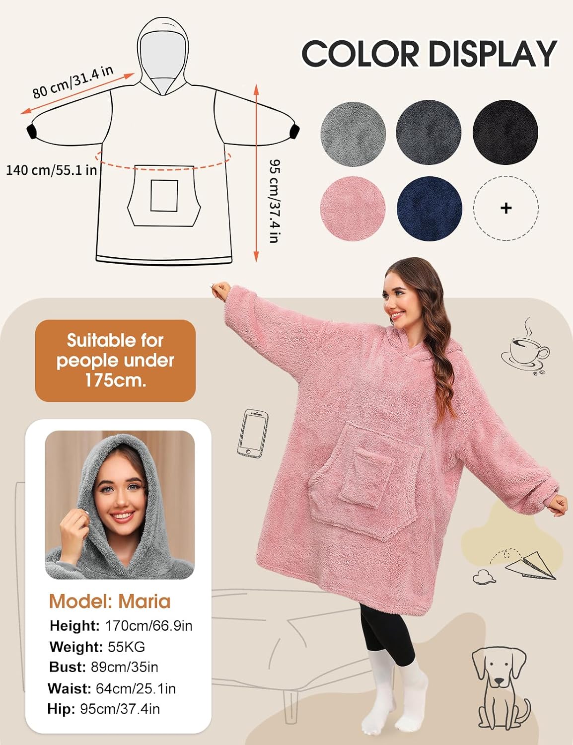Detalle 2 de Tuopuda Sweat à capuche femme chaud