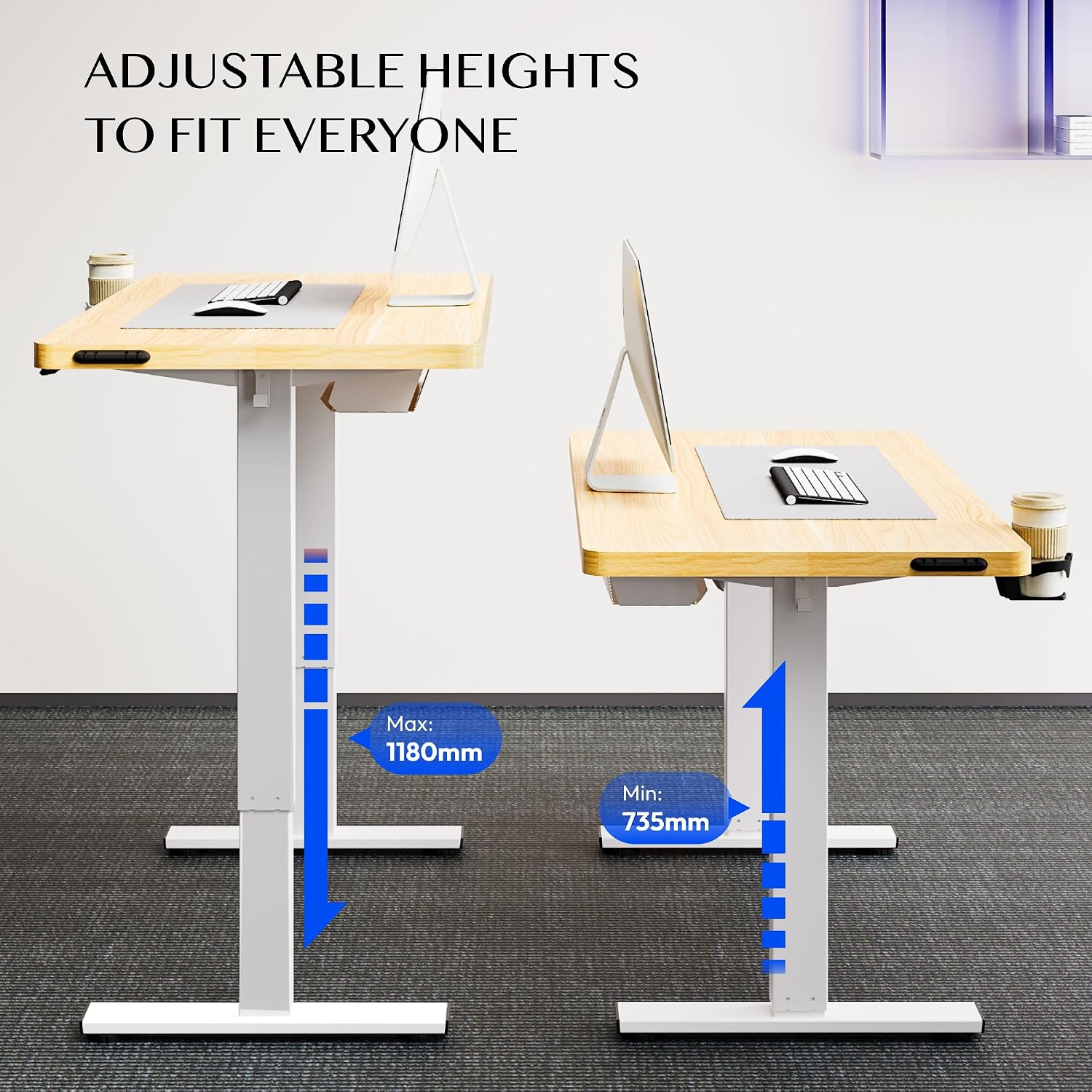 Detalle 2 de FLEXISPOT Lite Electric Standing Desk, Maple Wood Top with Memory Height Settings