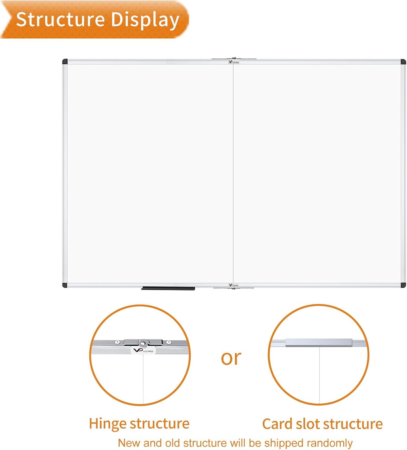 Thumbnail 2 de VIZ-PRO Large Magnetic Dry Erase Whiteboard (72 x 40 Inches) with Foldable Aluminum Frame