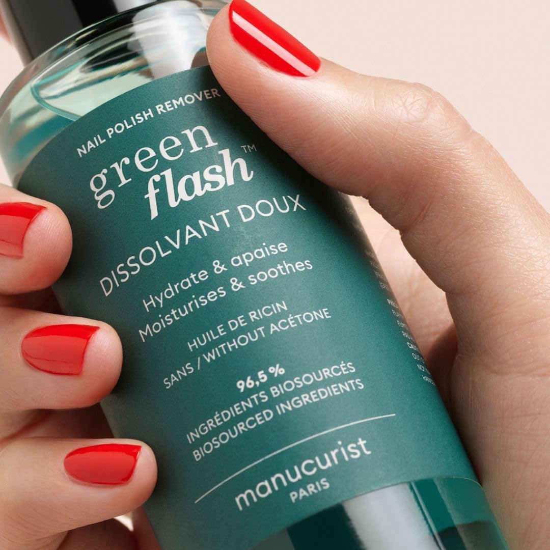 Detalle de Manucurist Dissolvant Doux – Dissolvant Vernis Green Flash & Vernis Green, 100 ml, sans acetone