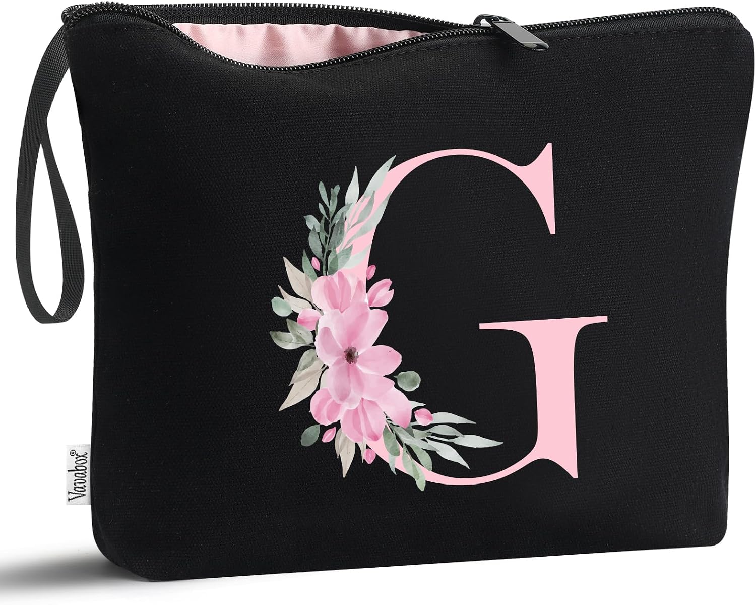 Detalle de Vavabox beauty case personalizzato con iniziali dalla A alla Z (G, 01-Nero)