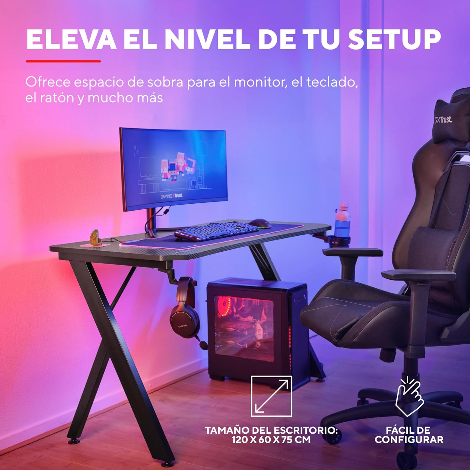 Thumbnail 2 de Trust Gaming GXT 712 Dynamus Escritorio Gaming, Mesa 120x60 cm 🖥