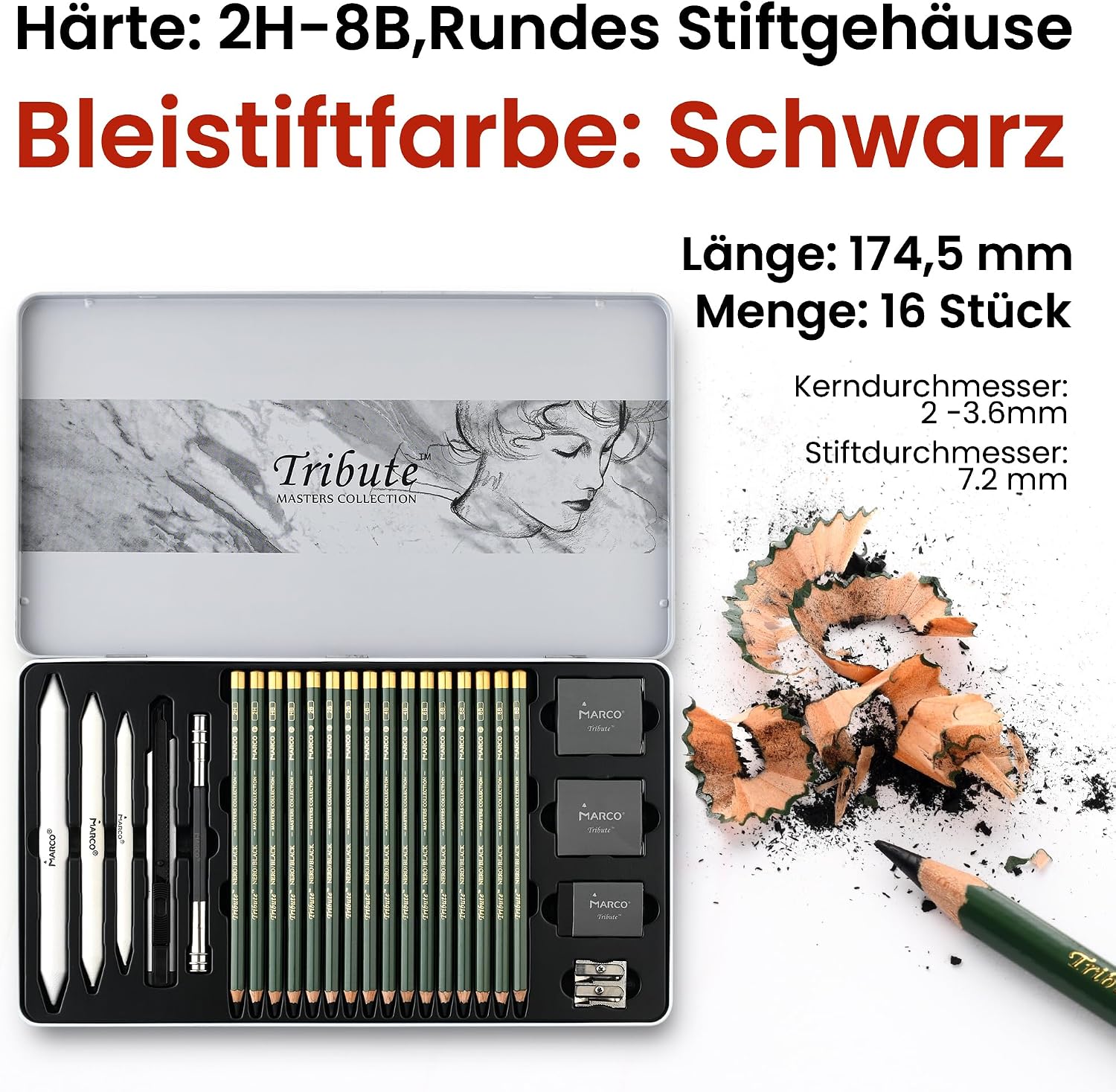Detalle 2 de Zeichnungsset für Skizzen, 25 Bleistifte
