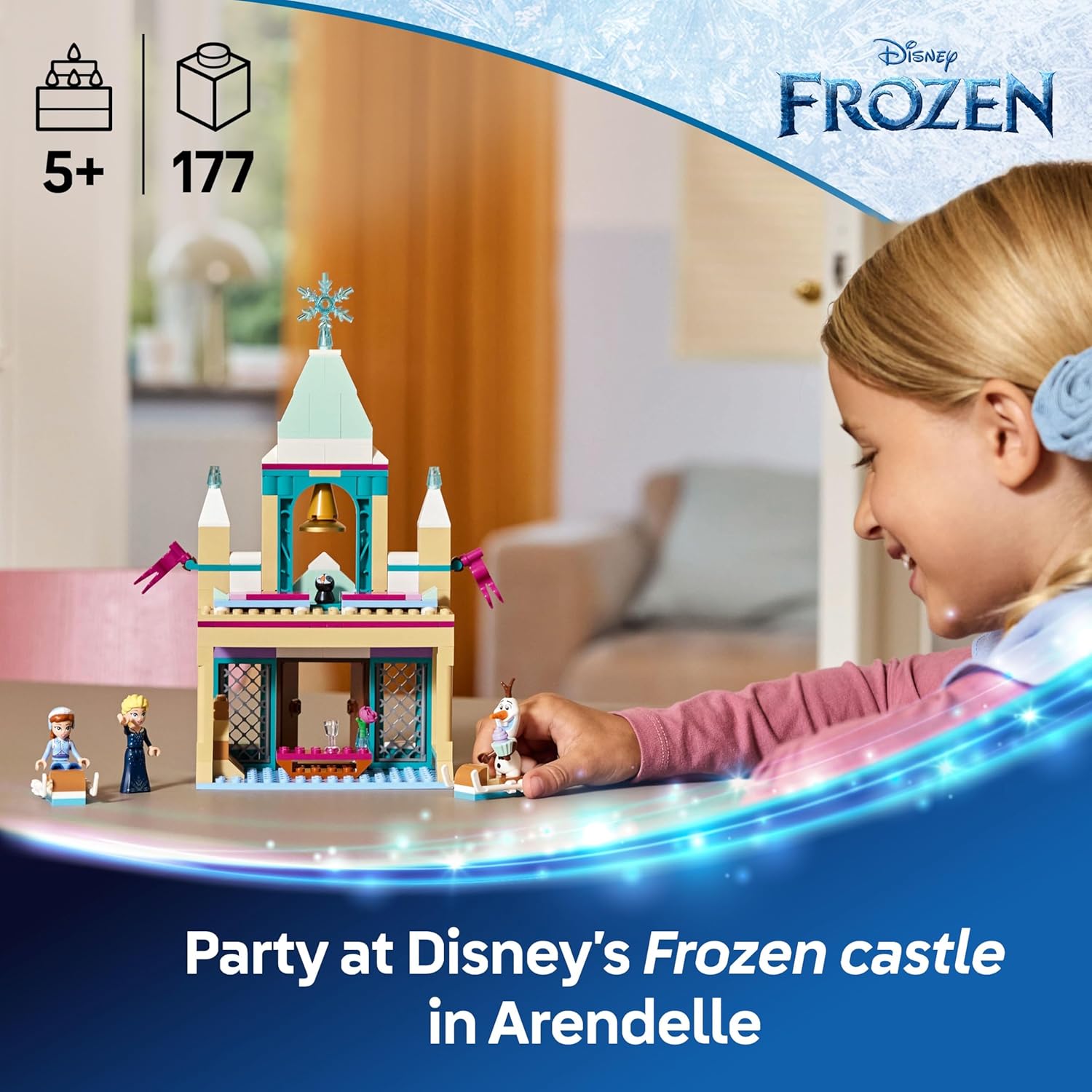 Detalle 2 de LEGO Disney Princess Arendelle Frozen Castle Toy (43265) – Anna & Elsa Mini Dolls with Olaf and Penguin Figures