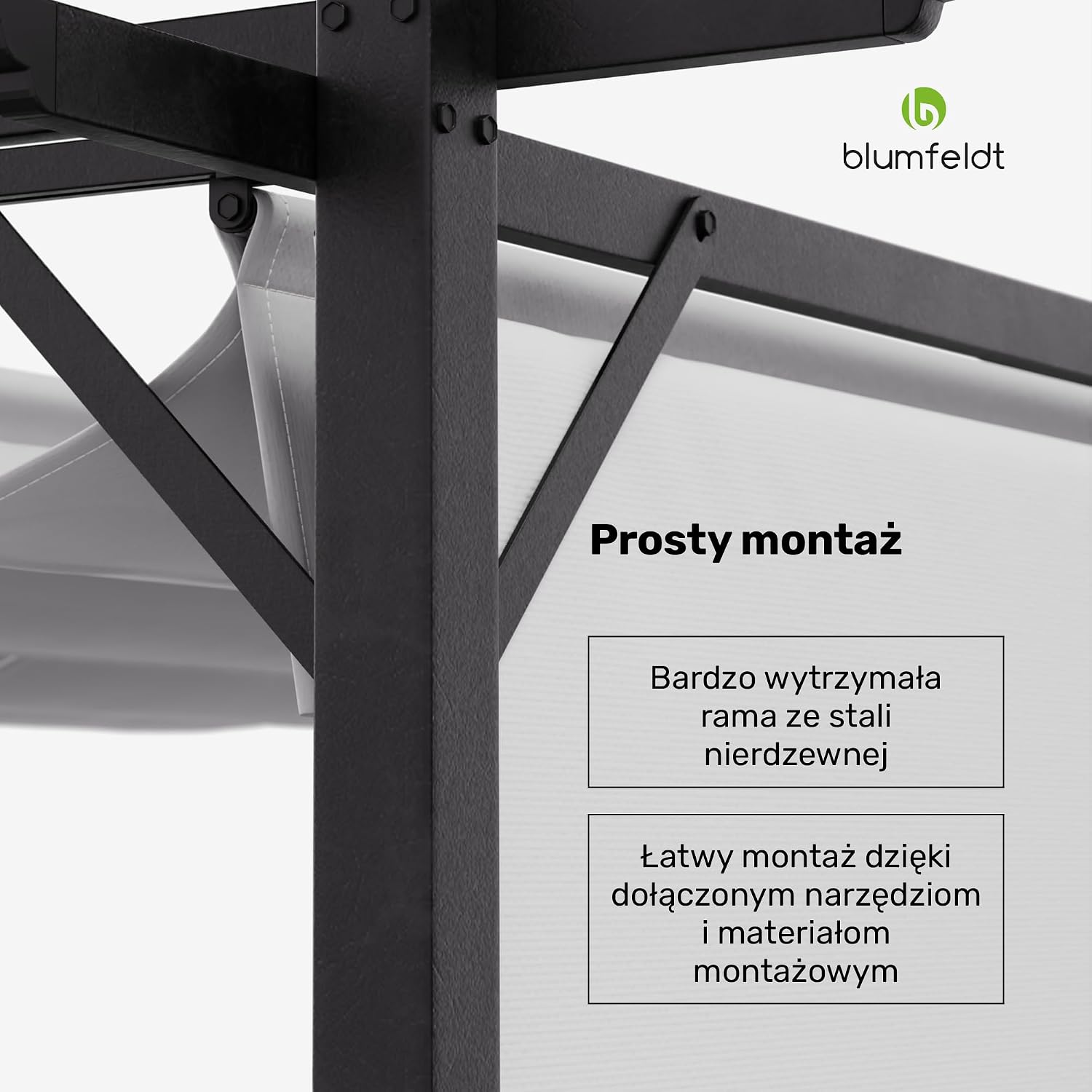 Detalle 2 de blumfeldt Pantheon – pawilon ogrodowy 3 × 4 m z żaluzjami i stalowym stelażem