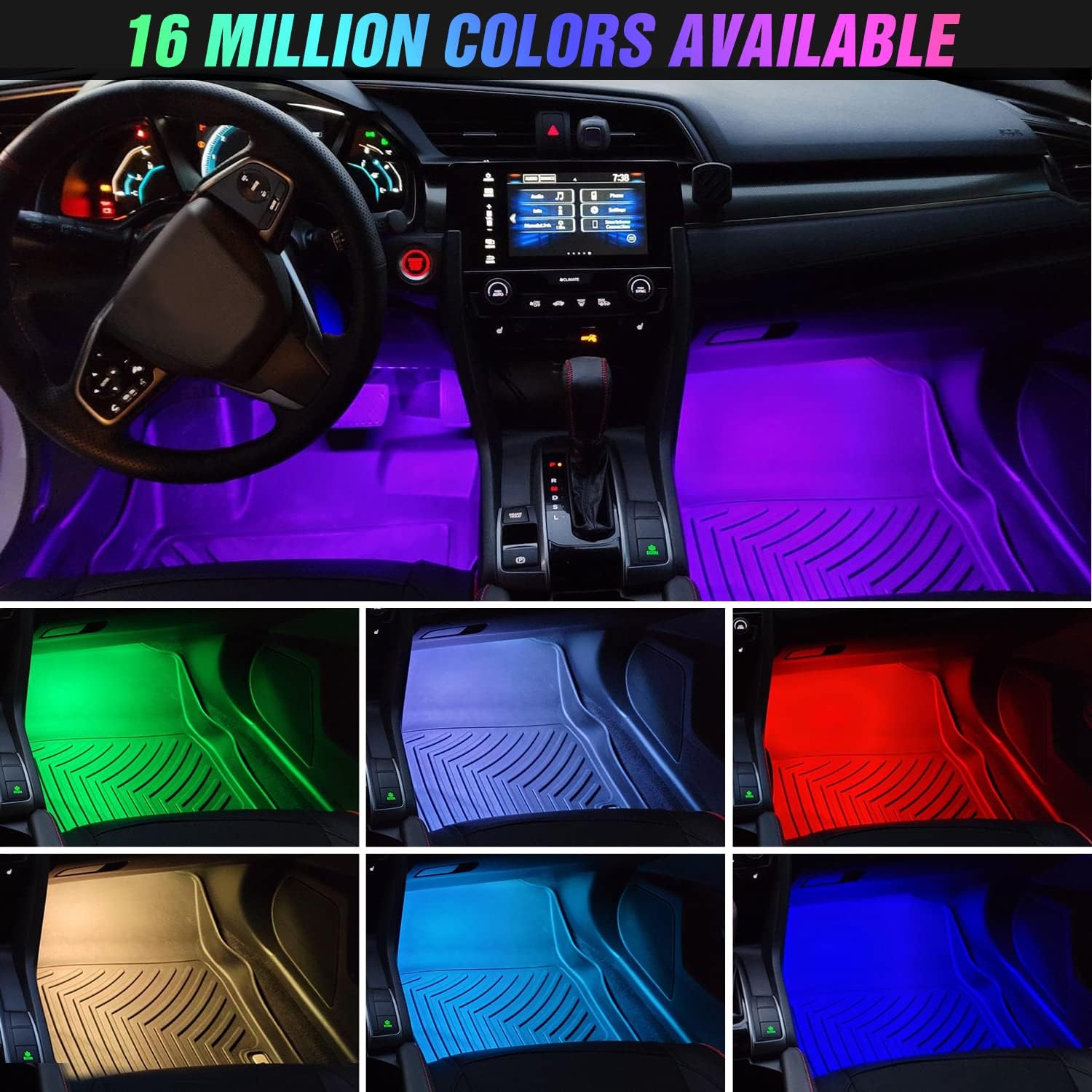 Thumbnail 6 de Nilight 4PCS Car RGB LED strips
