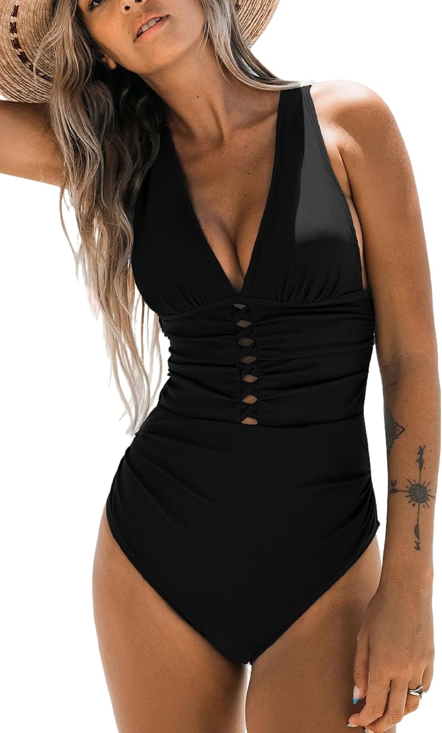 Detalle de CUPSHE Maillot de bain une pièce froncé dos noué