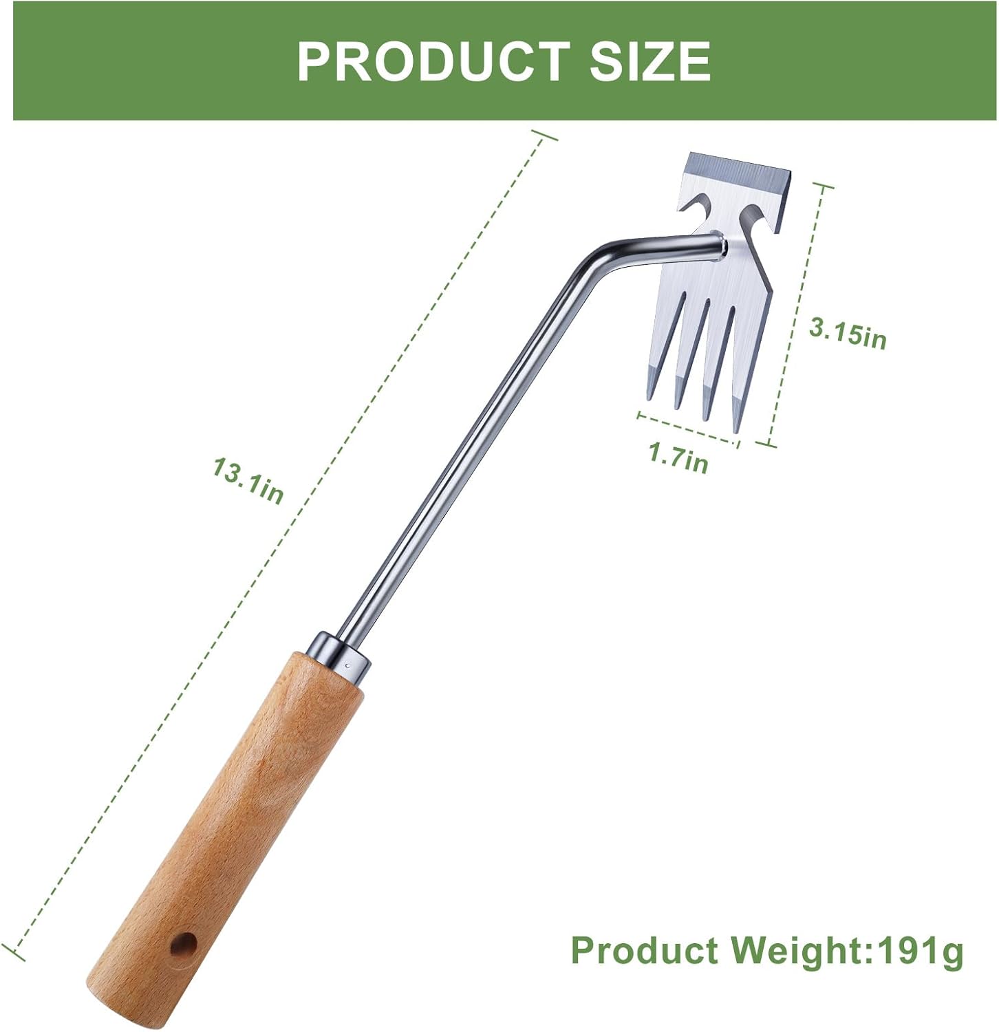 Thumbnail 6 de Orelex Weed Puller – professional weeding tool with rustproof stainless steel and wooden handle