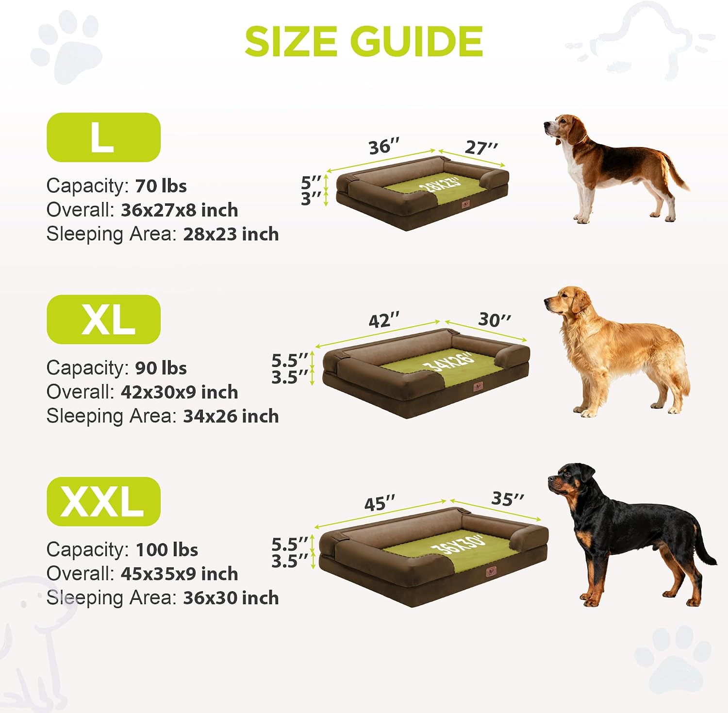 Detalle de Song Puppy Dog Beds-48x30 Orthopedic Dog Bed, 48 x 30-Inch, Dark Brown