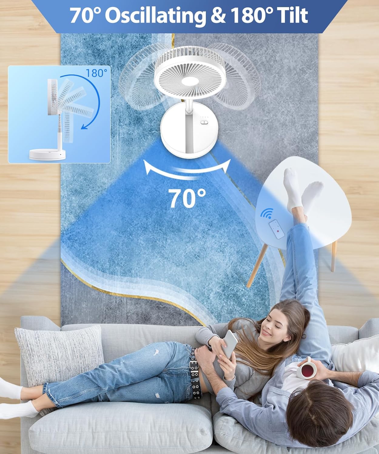 Thumbnail 4 de LBSTP 8.6-Inch Portable Fan with 8000mAh Battery, Remote and 70° Oscillation